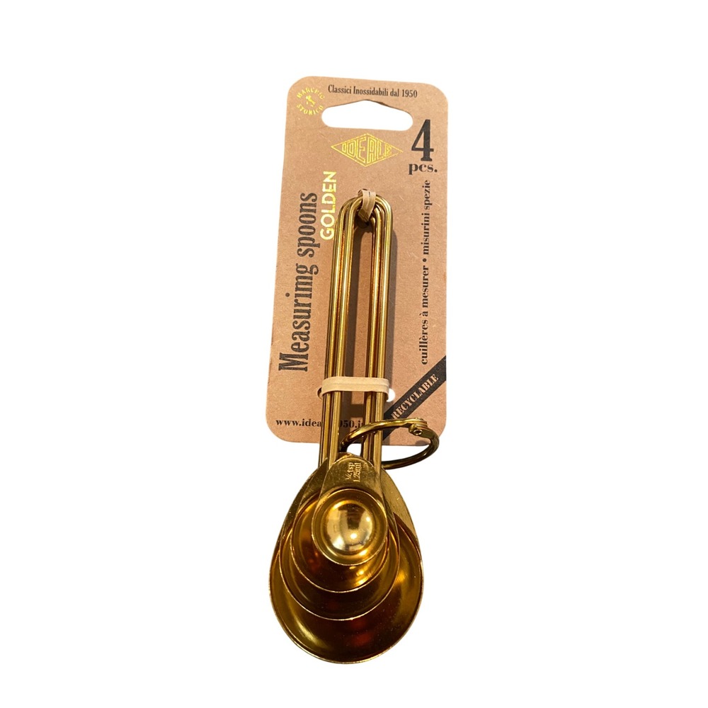IDEALE Golden Measuring‎ Spoon 4 Piece Stainless Steel Kitchen Cooking Baking
